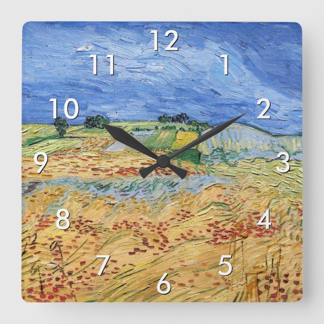 Vincent van Gogh - Fälten / Spannmålsfält Fyrkantig Klocka (Framsida)