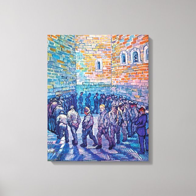 Vincent Van Gogh - Fångar på rundpromenad Canvastryck (Framsida)