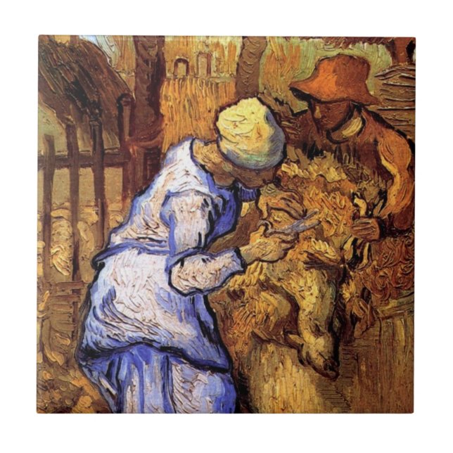 Vincent Van Gogh - Fåret fårskäggning - Finkonst Kakelplatta (Framsidan)