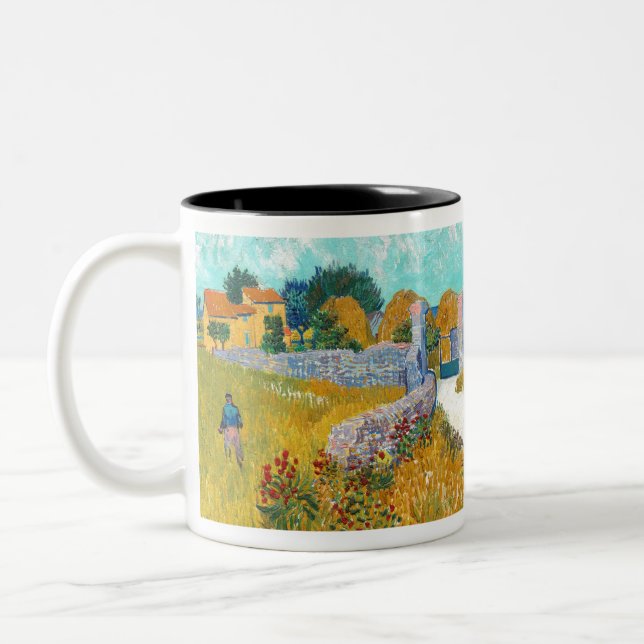 Vincent van Gogh Farmhouse i Provence Två-Tonad Mugg (Vänster)
