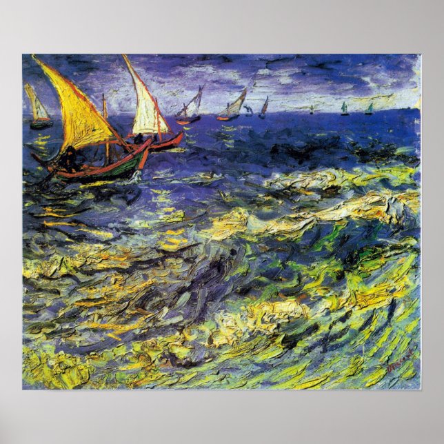 Vincent van Gogh Fishing Boats at Saintes-Maries Poster (Framsidan)