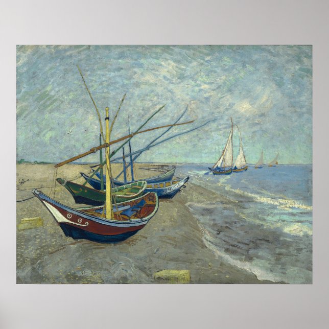 Vincent van Gogh Fishing Boats on the Beach Poster (Framsidan)