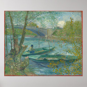 Vincent van Gogh Fishing i Vår, Pont de Cl Poster