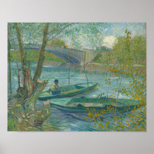 Vincent van Gogh Fishing i Vår, Pont de Cl Poster