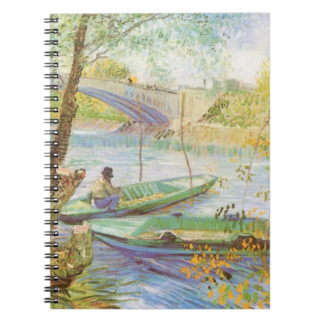 Vincent van Gogh Fishing i Vår, Pont de Clichy Anteckningsbok Med Spiral (Framsidan)