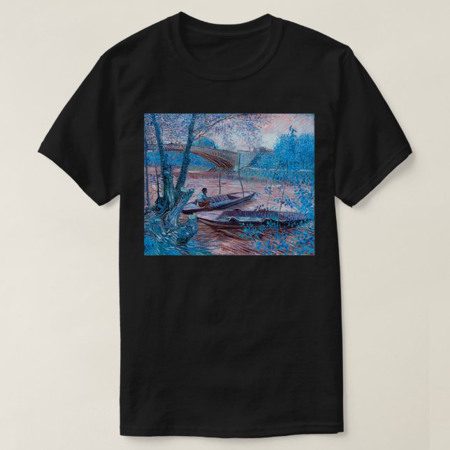 Vincent van Gogh Fishing in Vår Remi Berömd Vin T Shirt (Design framsida)
