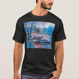 Vincent van Gogh Fishing in Vår Remi Berömd Vin T Shirt