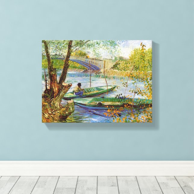 Vincent Van Gogh, fiske i Vår Canvastryck (Insitu (trägolv))
