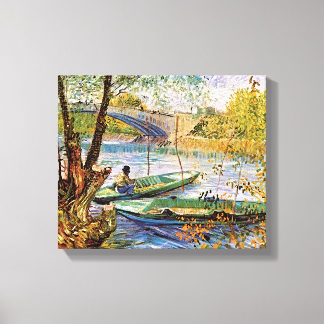 Vincent Van Gogh - Fiske om våren konstverk Canvastryck (Framsida)