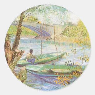 Vincent van Gogh Fiske på våren, Pont de Clichy Runt Klistermärke