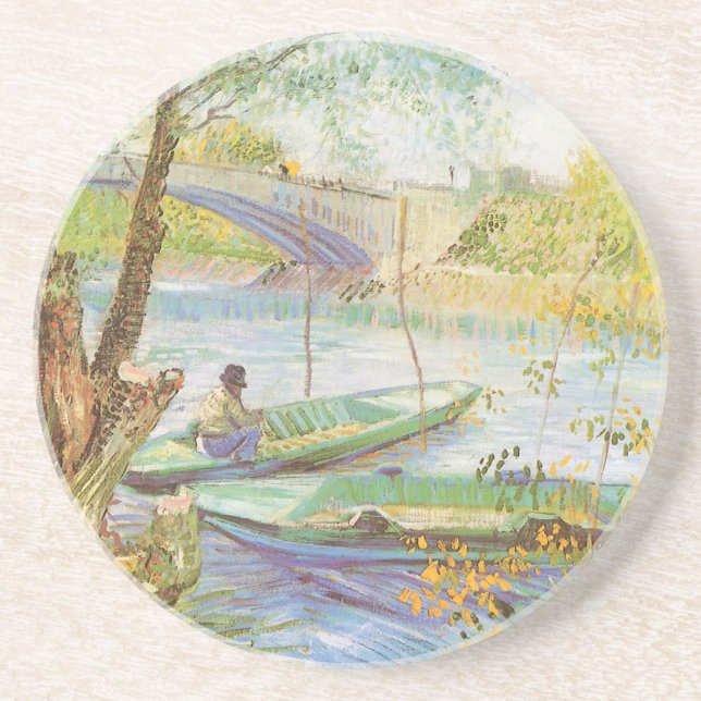Vincent van Gogh Fiske på våren, Pont de Clichy Underlägg Sandsten (Framsidan)