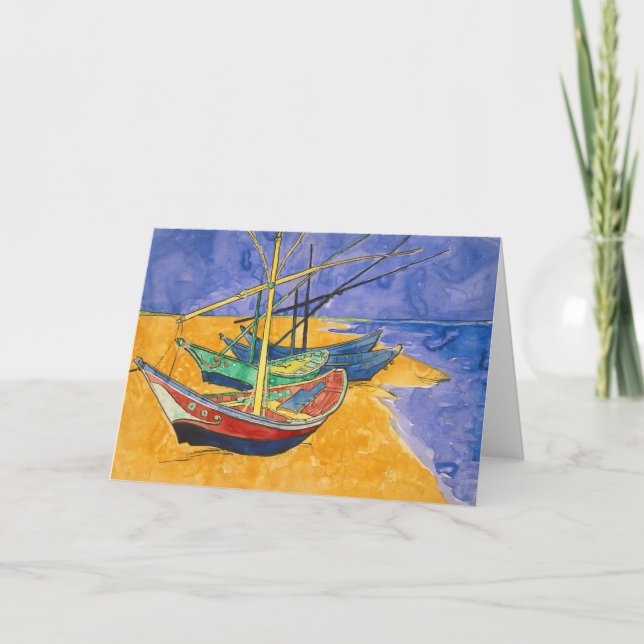 Vincent van Gogh - Fiskebåtar i stranden Kort (Framsida)