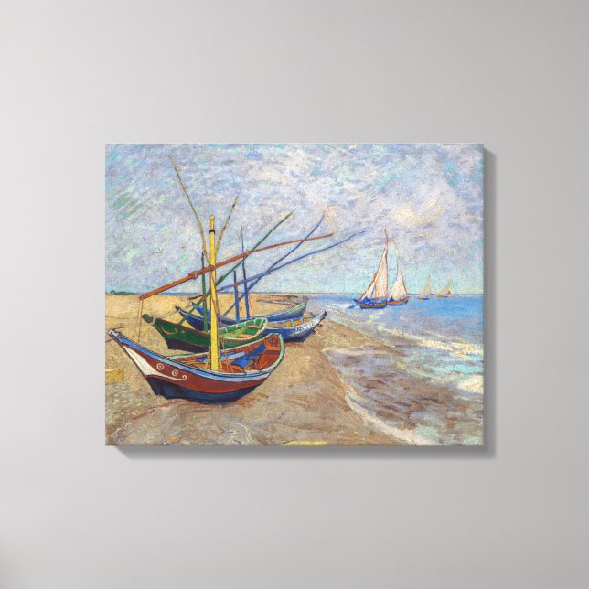 Vincent van Gogh - Fiskebåtar på stranden Canvastryck (Framsida)
