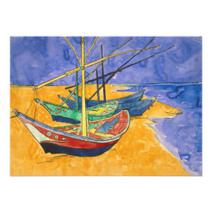 Vincent van Gogh - Fiskebåtar på stranden Fototryck