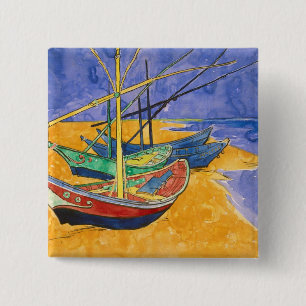 Vincent Van Gogh fiskebåtar på stranden Knapp