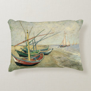 Vincent van Gogh - Fiskebåtar på stranden Prydnadskudde