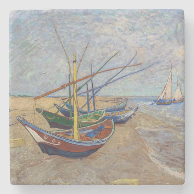 Vincent van Gogh - Fiskebåtar på stranden Stenunderlägg (Framsidan)