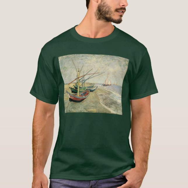 Vincent van Gogh - Fiskebåtar på stranden T-shirt (Framsida)
