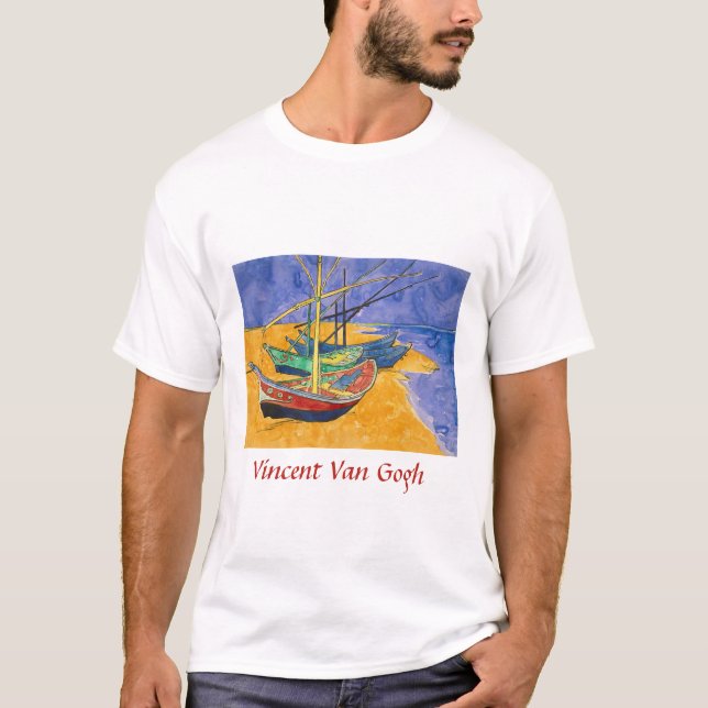Vincent van Gogh - Fiskebåtar på stranden T Shirt (Framsida)