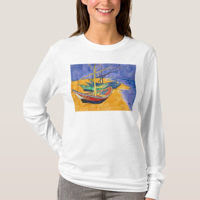 Vincent Van Gogh | fiskebåtar på stranden Tee Shirt (Framsida)