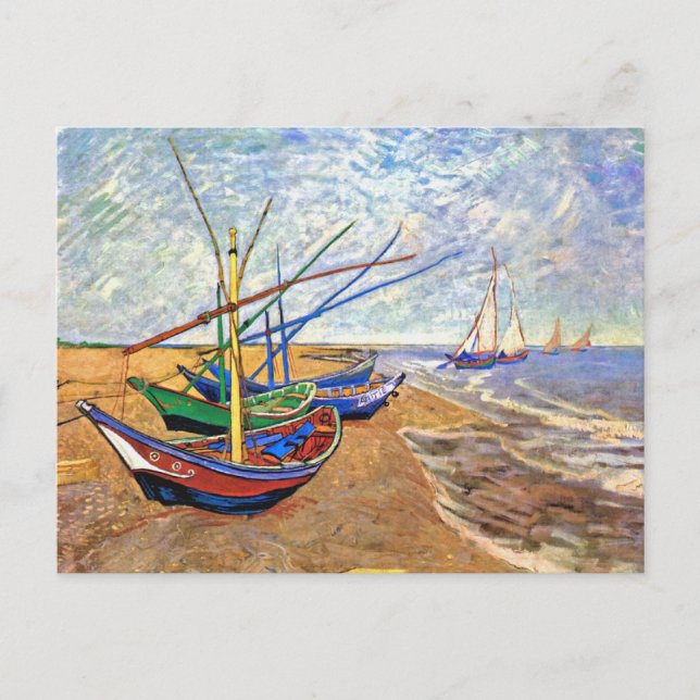 Vincent Van Gogh - Fiskebåtar på stranden Vykort (Framsida)
