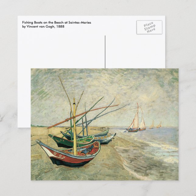 Vincent van Gogh - Fiskebåtar på stranden Vykort (Fram/baksida)
