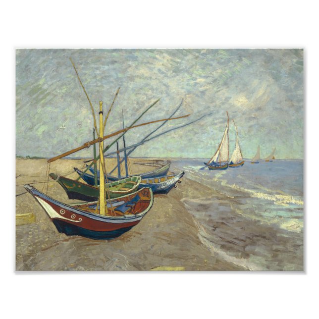 Vincent van Gogh - Fiskebåtar vid stranden Fototryck (Framsidan)
