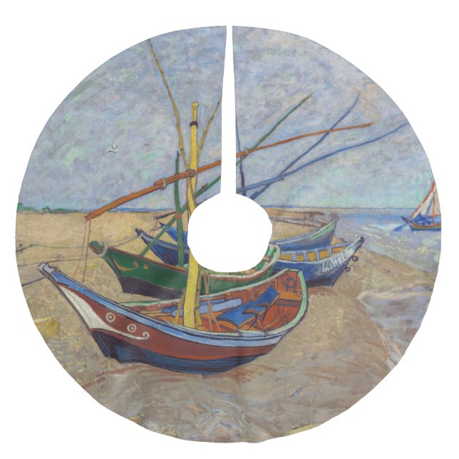 Vincent van Gogh - Fiskebåtar vid stranden Julgransmatta Borstad Polyester (Framsidan)