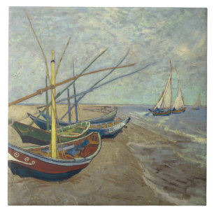 Vincent van Gogh - Fiskebåtar vid stranden Kakelplatta