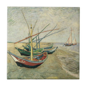 Vincent van Gogh - Fiskebåtar vid stranden Kakelplatta