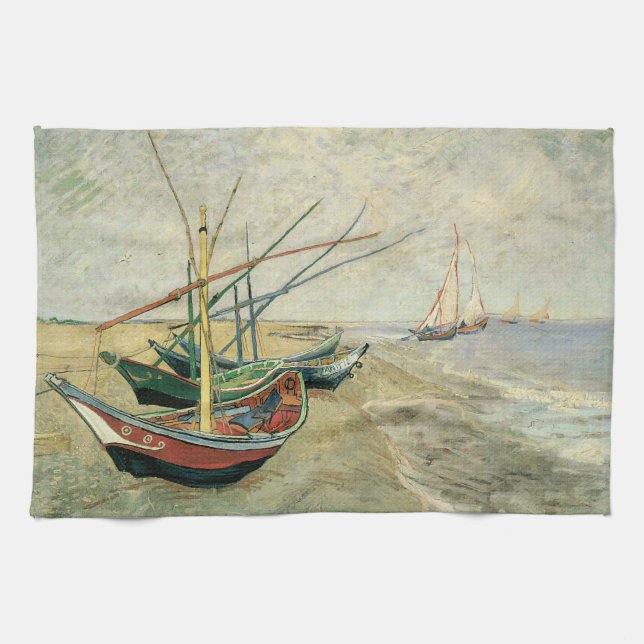 Vincent van Gogh - Fiskebåtar vid stranden Kökshandduk (Horisontell)