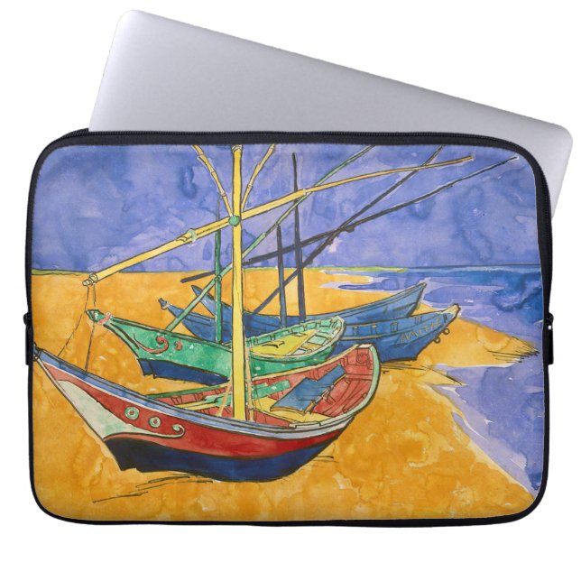 Vincent van Gogh - Fiskebåtar vid stranden Laptop Fodral (Framsidan)