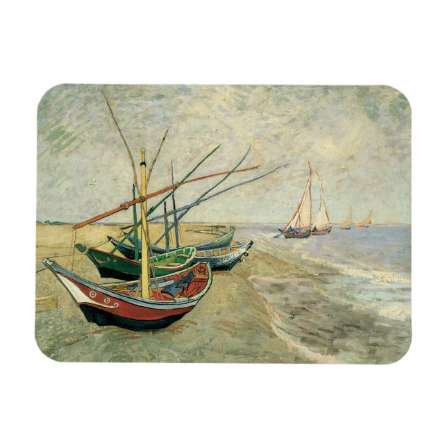 Vincent van Gogh - Fiskebåtar vid stranden Magnet (Horisontell)
