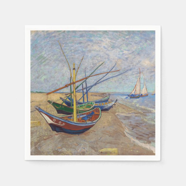 Vincent van Gogh - Fiskebåtar vid stranden Pappersservett (Framsidan)