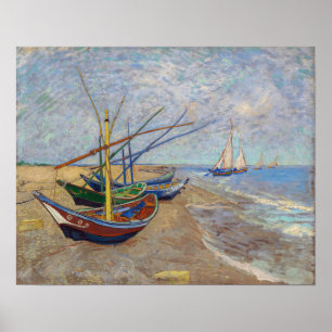 Vincent van Gogh - Fiskebåtar vid stranden Poster