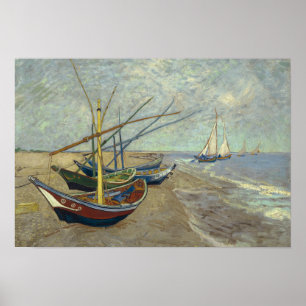 Vincent van Gogh - Fiskebåtar vid stranden Poster