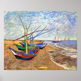 Vincent Van Gogh - Fiskebåtar vid stranden Poster