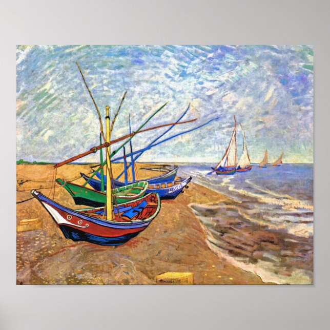 Vincent Van Gogh - Fiskebåtar vid stranden Poster (Framsidan)
