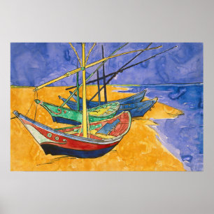 Vincent van Gogh - Fiskebåtar vid stranden Poster