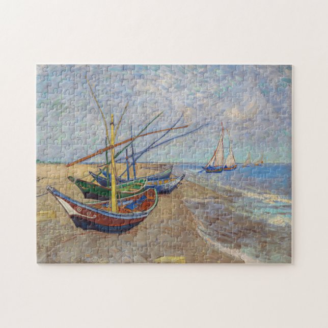 Vincent van Gogh - Fiskebåtar vid stranden Pussel (Horisontell)