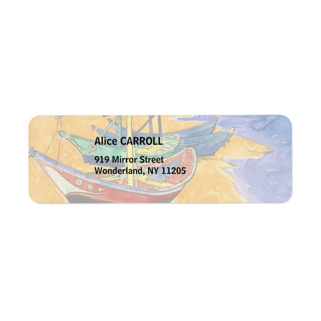 Vincent van Gogh - Fiskebåtar vid stranden Returadress Etikett (Framsidan)