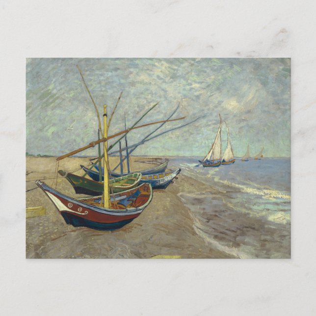Vincent van Gogh - Fiskebåtar vid stranden Vykort (Framsida)