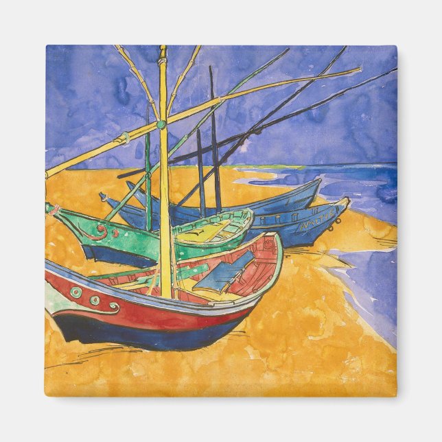 Vincent van Gogh | Fiskefartyg vid stranden Magnet (Framsidan)
