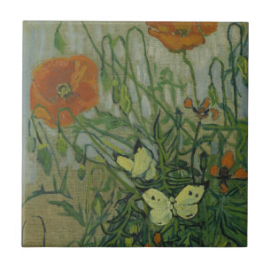 Vincent van Gogh - Fjärilar och vallmo Kakelplatta