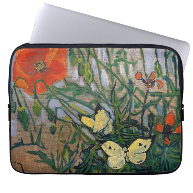 Vincent van Gogh - Fjärilar och vallmo Laptop Fodral (Framsidan)