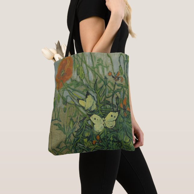 Vincent van Gogh - Fjärilar och vallmo Tygkasse (Närbild)