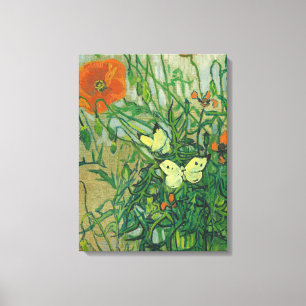 Vincent Van Gogh - fjärilar och vallmor Canvastryck