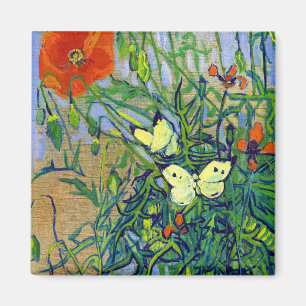 Vincent Van Gogh fjärilar och vallmor Magnet