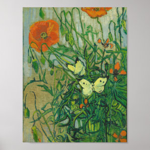 Vincent Van Gogh - fjärilar och vallmor Poster