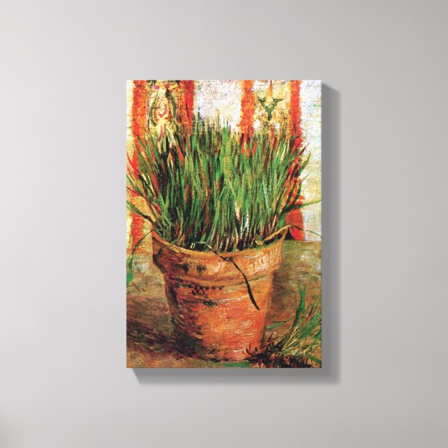 Vincent Van Gogh - Flowerpot med Chives Canvastryck (Framsida)